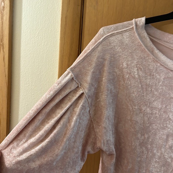 Free People We the Free Crushed Velvet Nora Jane Sweatshirt Pink Size Medium - Picture 7 of 10